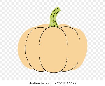 Estilo del dibujo de la mano de la calabaza aislado en png o textura transparente, fondo del partido de Halloween, Plantilla del elemento para el cartel, folletos, publicidad en línea, Ilustración vectorial 