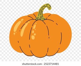 Estilo de desenho de mão de abóbora isolado no png ou textura transparente, fundo de festa de Halloween, modelo de elemento para cartaz, brochuras, publicidade on-line, ilustração vetorial 