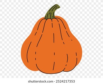 Pumpkin hand draw style isolated on png or transparent texture,Halloween party background ,element template for poster, brochures, online advertising, vector illustration 