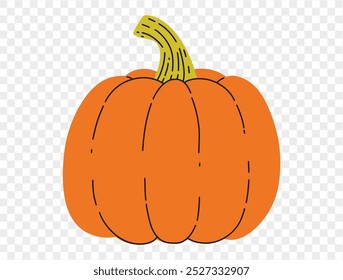 Estilo del dibujo de la mano de la calabaza aislado en png o textura transparente, fondo del partido de Halloween, Plantilla del elemento para el cartel, folletos, publicidad en línea, Ilustración vectorial 