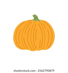 Pumpkin hand drawn cartoon vector illustration in warm colors, vegetable for seasonal autumn holidays celebration design, healthy life style organic diet, food concept, design element clipart