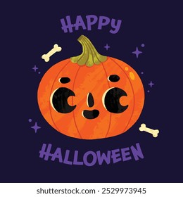 pumpkin hand drawn halloween greetings spooky season card illustration