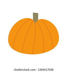 Pumpkin hand drawn illustration in doodle style. Simple icon isolated on white background
