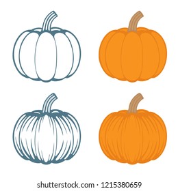 Pumpkin. Pumpkin hand drawn vector illustrations set.
Pumpkin sketch drawing.