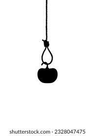 Pumpkin hanging on gallows for sign, symbol and Halloween art illustration. Vector Illustration