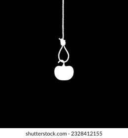 Pumpkin hanging on gallows for sign, symbol and Halloween art illustration. Vector Illustration