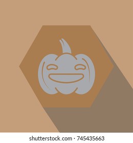 pumpkin happy expression icon with long shadow