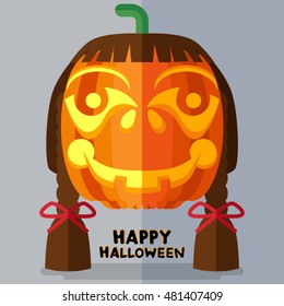 Pumpkin Happy Halloween. - in flat style.