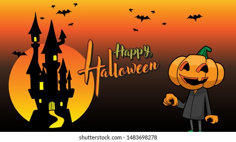 pumpkin happy halloween orange background