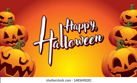 pumpkin happy halloween orange background