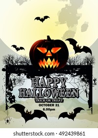 Pumpkin for Happy Halloween / Happy Halloween Poster / Halloween Party Poster