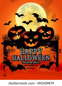 Pumpkin for Happy Halloween / Happy Halloween Poster / Halloween Party Poster