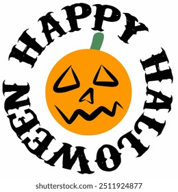 pumpkin Happy Halloween vector circle font