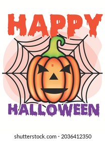 Pumpkin Happy Halloween Vector illustration. Happy Halloween Background