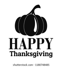 Pumpkin happy thanksgiving logo. Simple illustration of pumpkin happy thanksgiving vector logo for web design isolated on white background