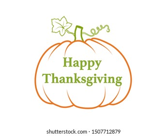 Pumpkin "Happy Thanksgiving“,
Vector illustration isolated on white background

