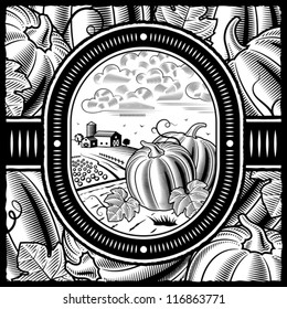 Pumpkin harvest black and white. Vector