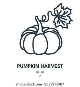 Pumpkin Harvest Icon. Autumn, Harvest, Halloween. Editable Stroke. Simple Vector Icon