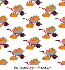 Pumpkin harvest pattern isolated on white background. Vector illustration