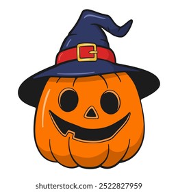 Pumpkin with hat. Halloween decoration