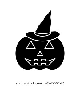 pumpkin and hat icon on white background