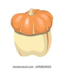 Pumpkin with a hat, isolated on a white background.Vector illustration for autumn designs.