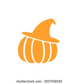 pumpkin with hat, simple vector halloween illustration