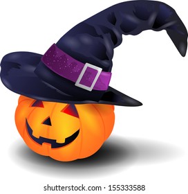 Pumpkin with hat, vector 