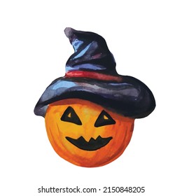 pumpkin in hat vector illustration for halloween