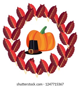 pumpkin and hat wreath leaves