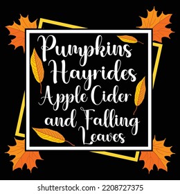 Calabaza hayrides sidra de manzana y hojas caídas Camiseta de Acción de Gracias