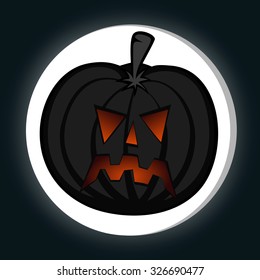 Pumpkin Head - Angry Halloween pumpkin face in front of a full moon