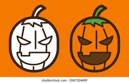 Pumpkin Head in Cartoon Style. Suitable to use as children mask and fit to place on t-shirt design, mug and other merchandise when Halloween event.