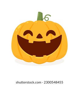 Cabeza de calabaza. Monstruo de calabaza de halloween, lindo y aterrador. Personaje de caricatura de vacaciones en colección de estilo plano.