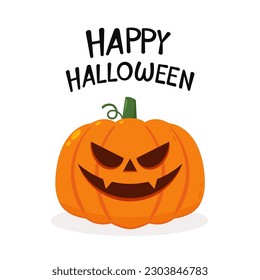 Pumpkin head. Cute and scary halloween pumpkin monster. Holidays cartoon character in flat style collection.