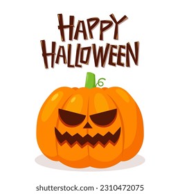 Pumpkin head. Cute and scary halloween pumpkin monster. Holidays cartoon character in flat style collection.