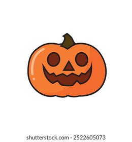 Pumpkin head. Cute and scary Halloween pumpkin monster. Holidays cartoon character in flat style collection.