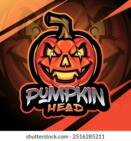 Pumpkin head esport mascot logo design