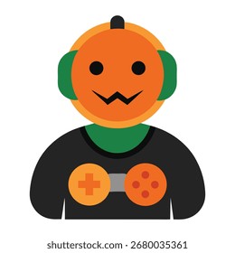 Cabeça de abóbora gamer controladores duplos divertido