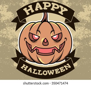 Pumpkin Head Halloween Badge