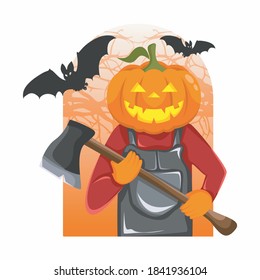 Pumpkin Head Halloween Character, Halloween, Sacramento, Pumpkin vector illustration