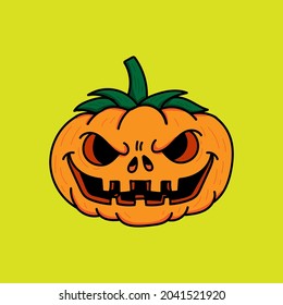 pumpkin head halloween icon logo label illustration vector