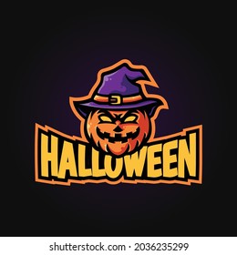 pumpkin head halloween mascot esport logo desig