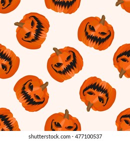 Pumpkin head halloween seamless pattern holiday vector background