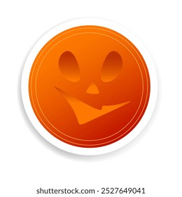 Pumpkin head. A Halloween symbol. Cute round sticker. The orange circle.