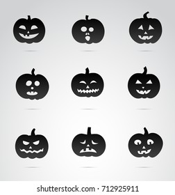 Pumpkin head for Halloween. Vector icon collection.