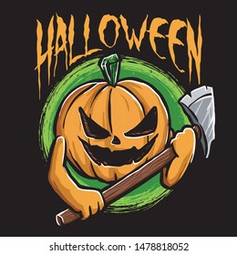 pumpkin head halloween with weapon