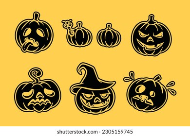 pumpkin head illustration silhouette for kids, school props, education and t-shirt design