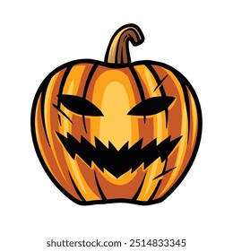 Ilustración de cabeza de calabaza Antiguas Gráfico Flat Icon Logo Halloween Diseño Arte Vector