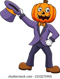 Pumpkin Head Man Halloween Cartoon Colored Clipart